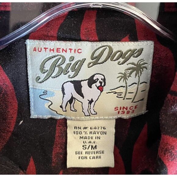 Vintage BIG DOGS Shirt Adult S-M Red Black Flames All Over Print HOT SAUCE - Picture 5 of 5